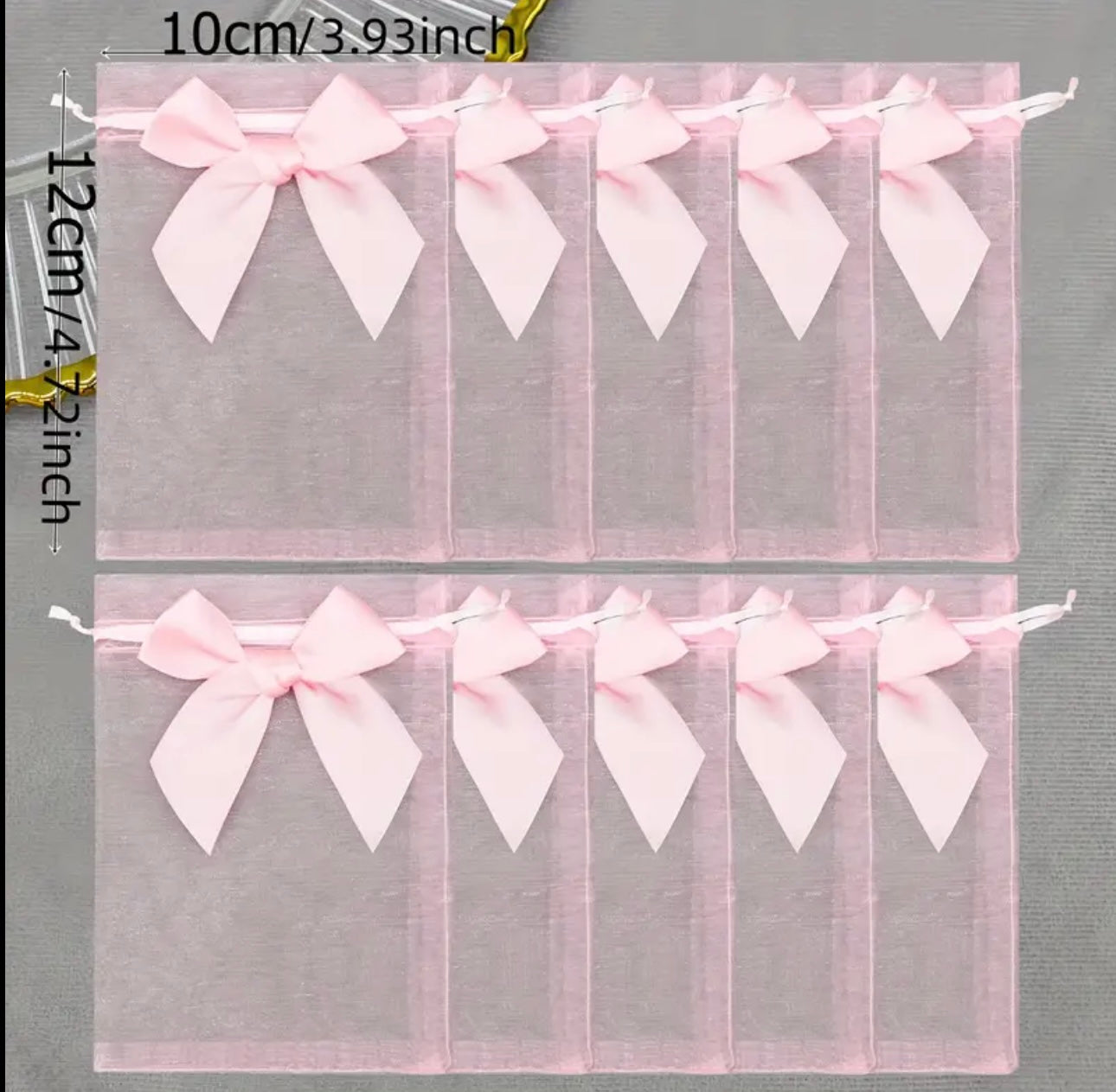 Pink organza bags with bow (10)