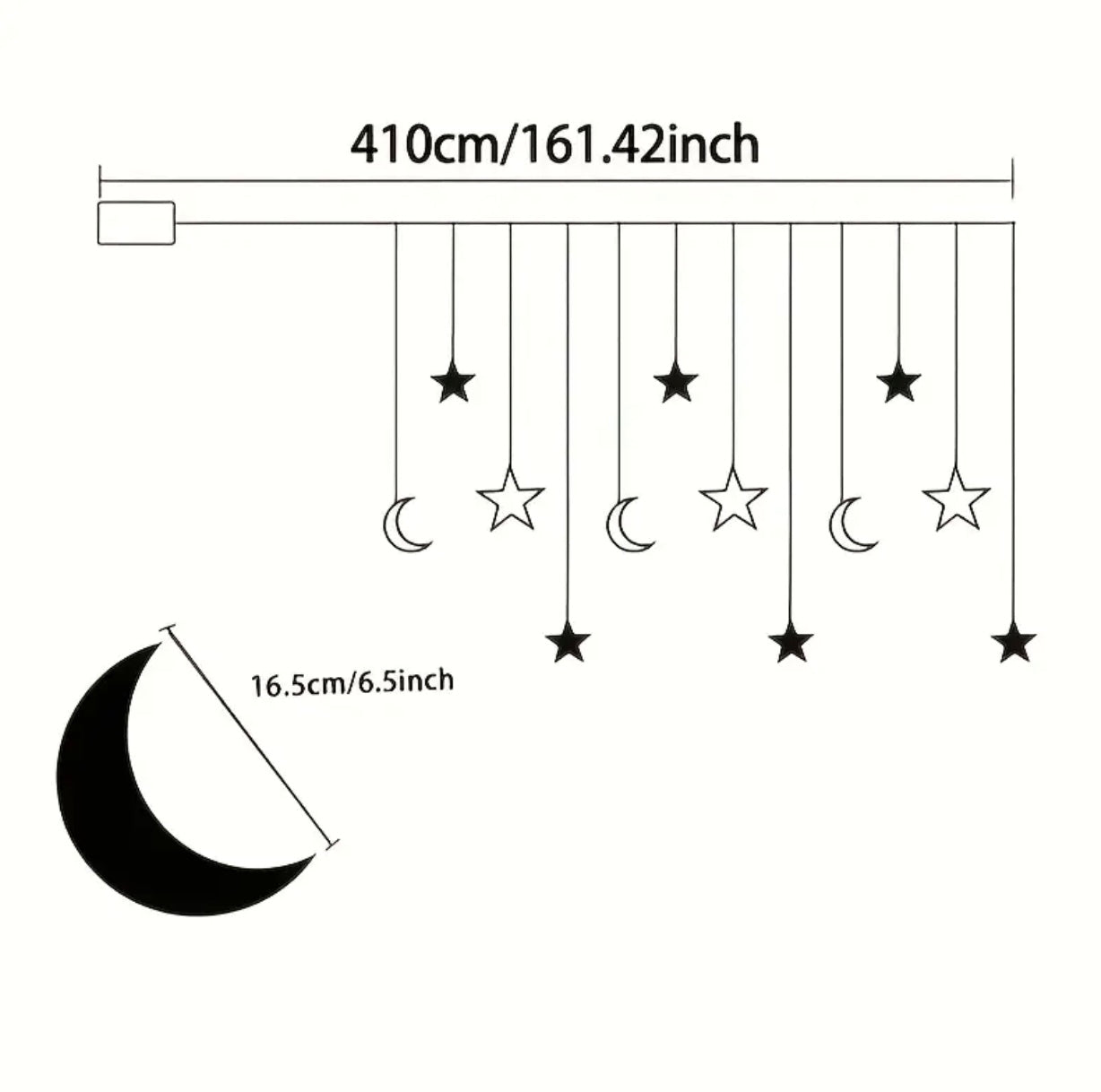 Gold Moon & stars LED fairy lights