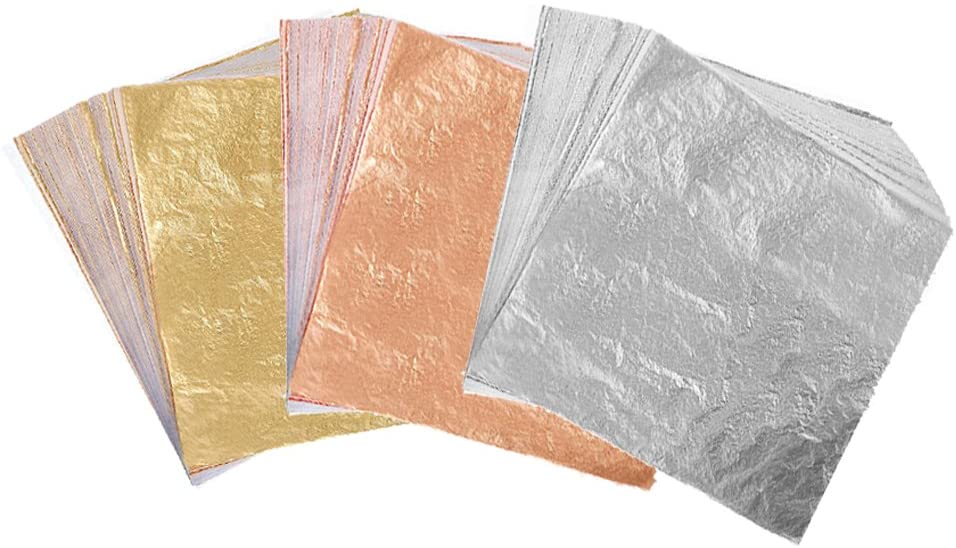 FGLC GOLD LEAF 300 8X8CM Gold Silver Copper Leaf Foil Sheets for