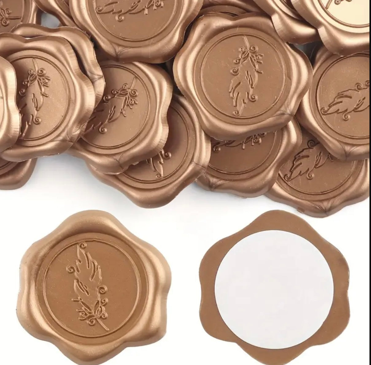 Copper feather Flower Ready Made Wax Seals 10pc