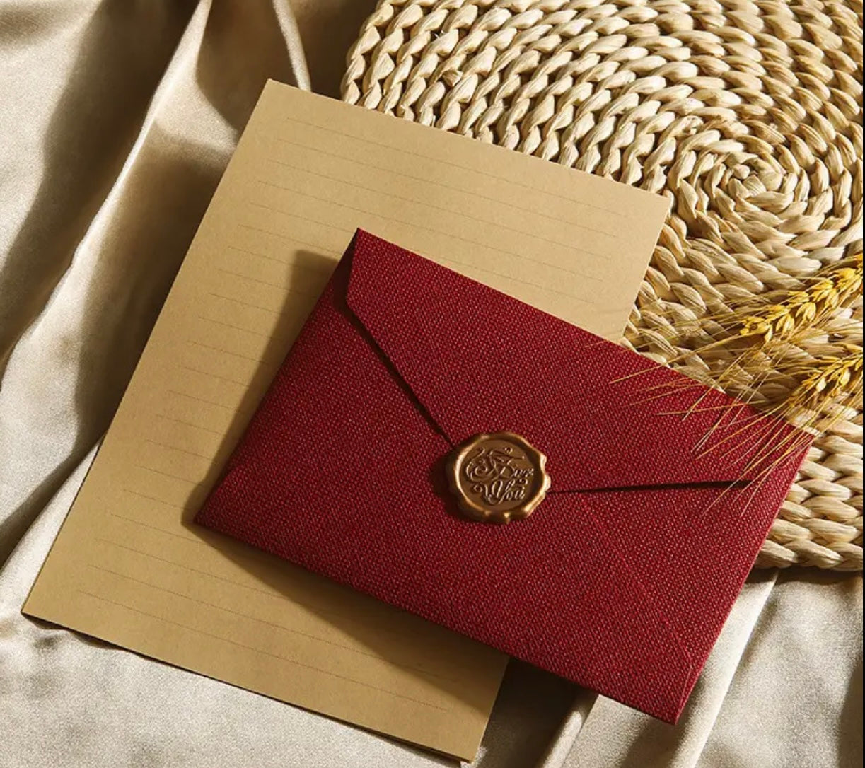 Linen textured wine red envelopes