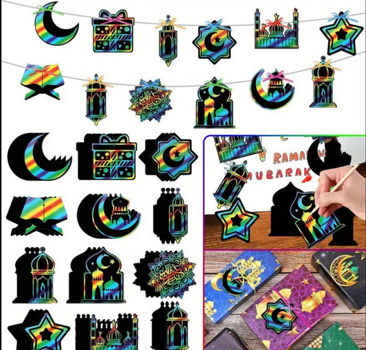 Eid Mubarak Rainbow scratch cards(48)