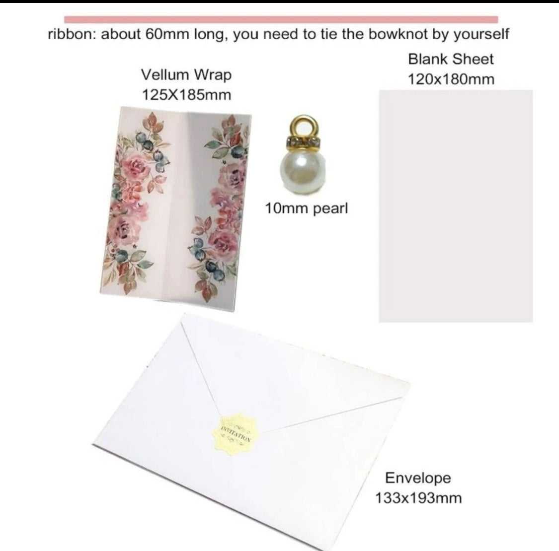 Pink Floral Vellum invitation Envelope Set