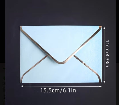 50pc sage green envelopes with gold edging