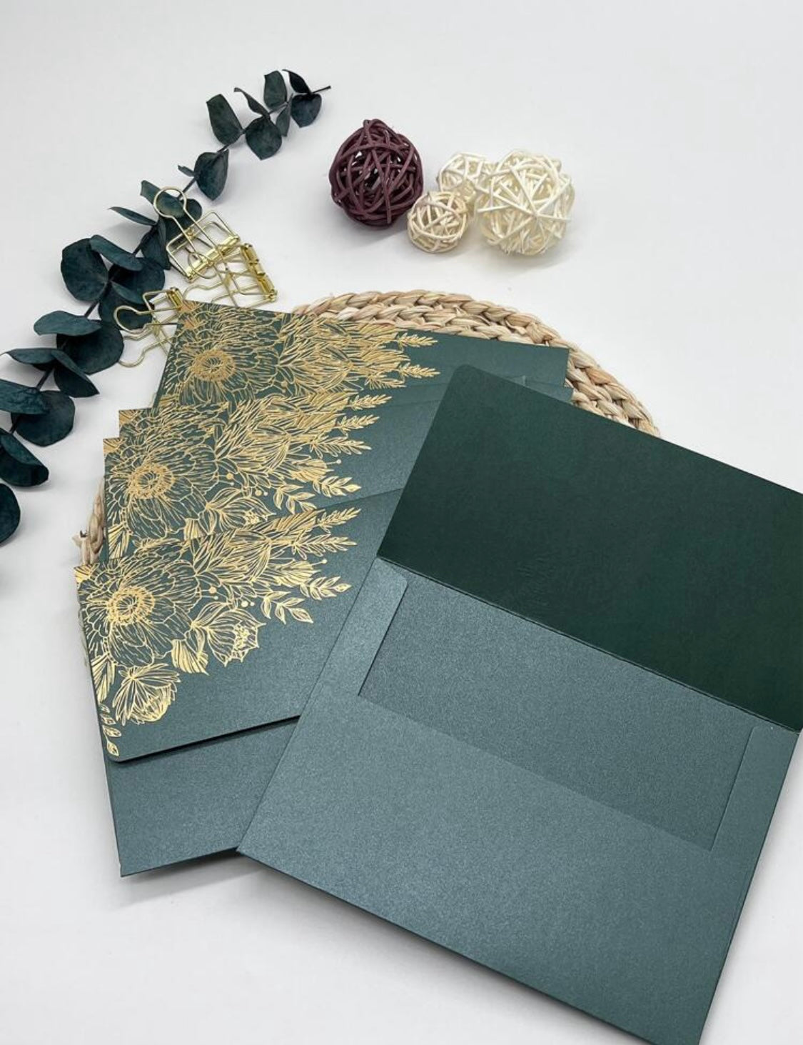 Emerald green Envelope with gold detail(10)