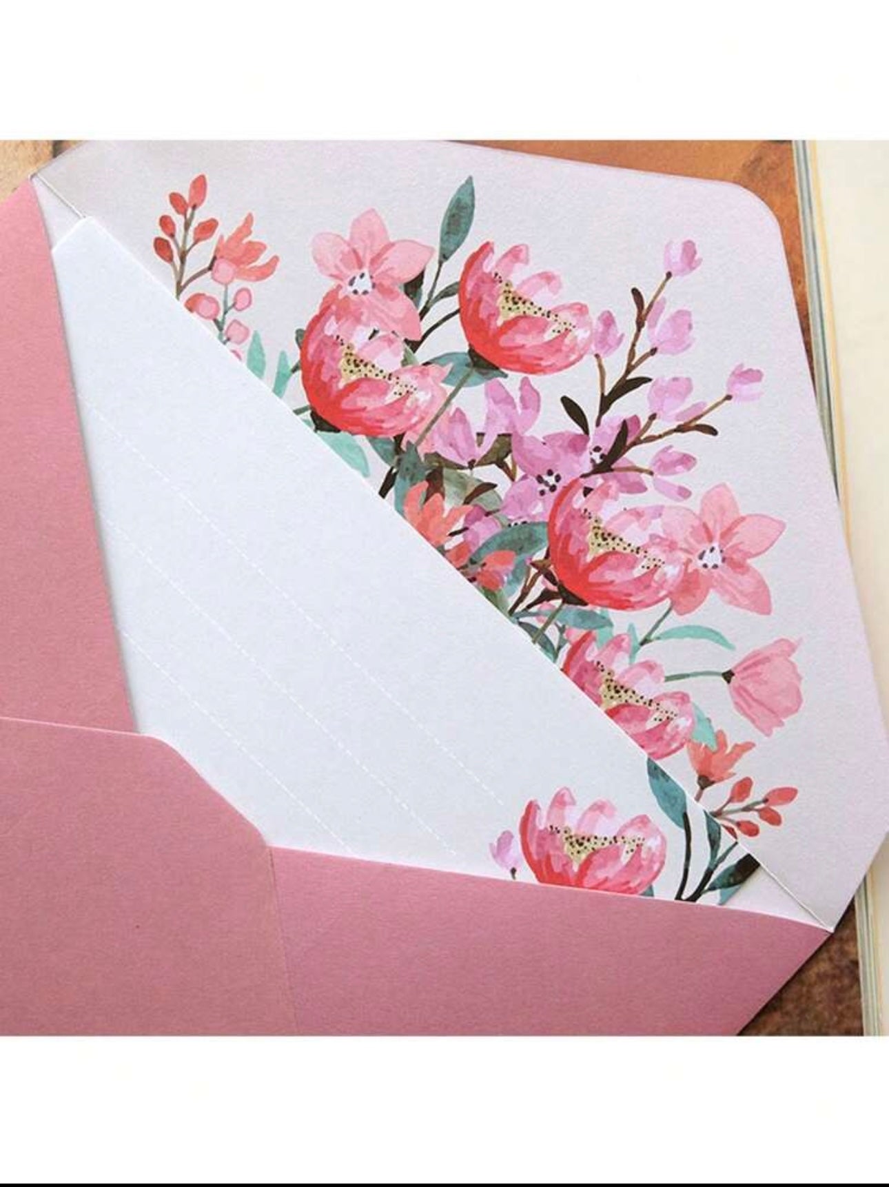 Pink Floral Greeting Cards & Envelopes