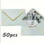 50pc sage green envelopes with gold edging