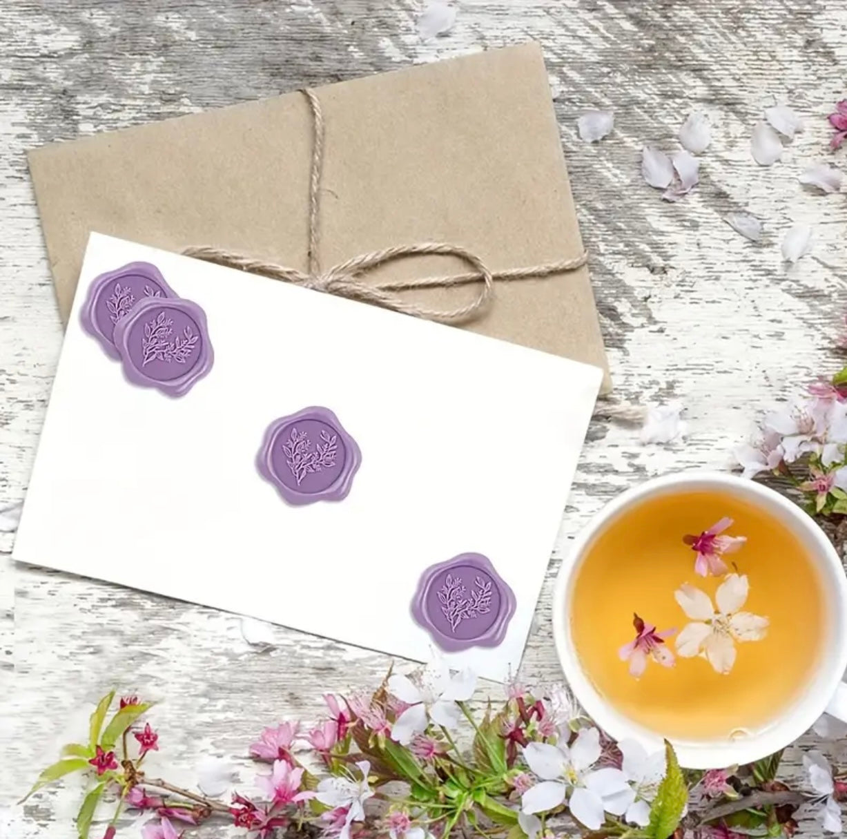 Purple Eucalyptus Flower Ready Made Wax Seals 10pc