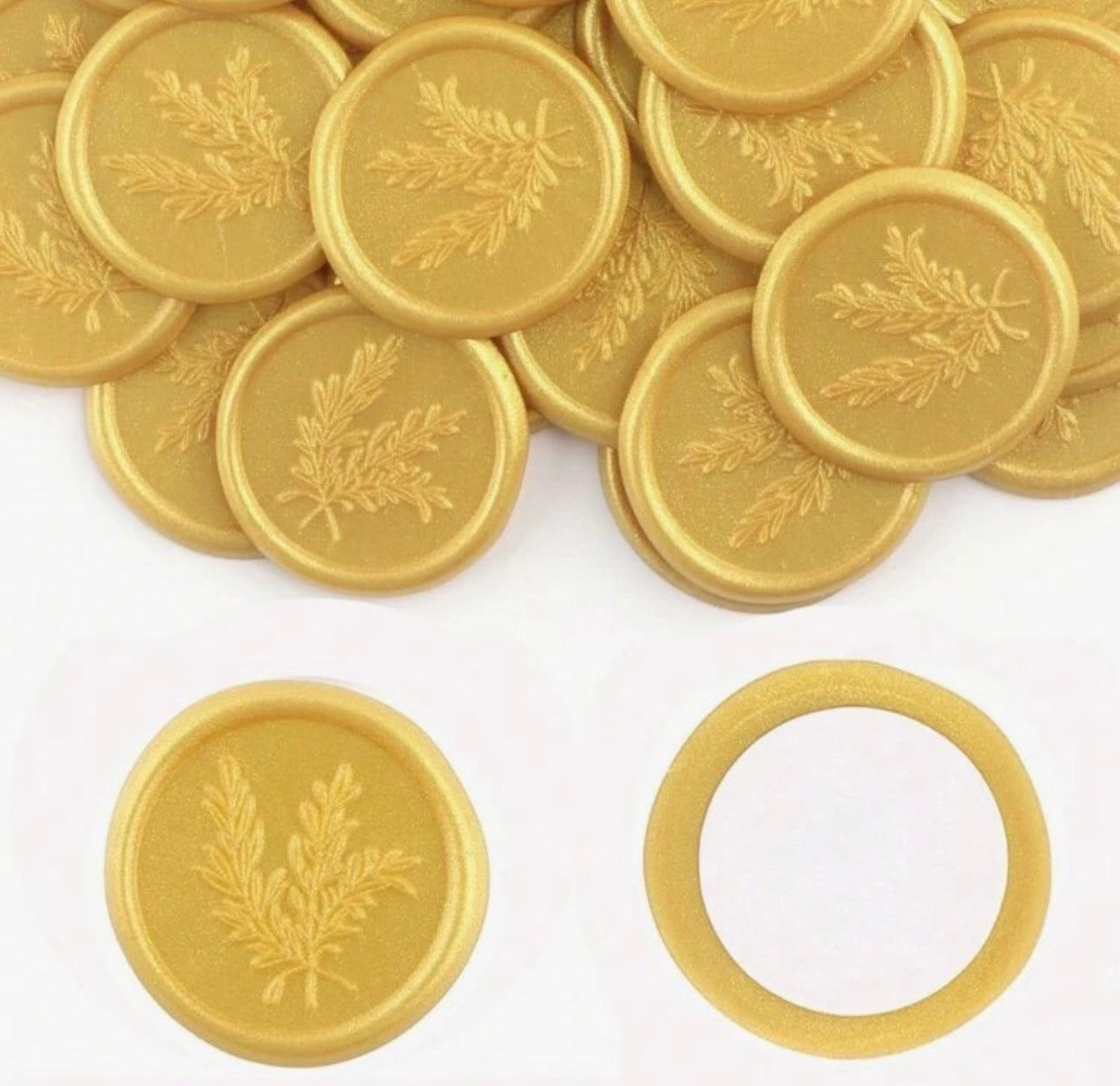 Yellow Gold Rosemary Leaves Ready Made Wax Seals(10)