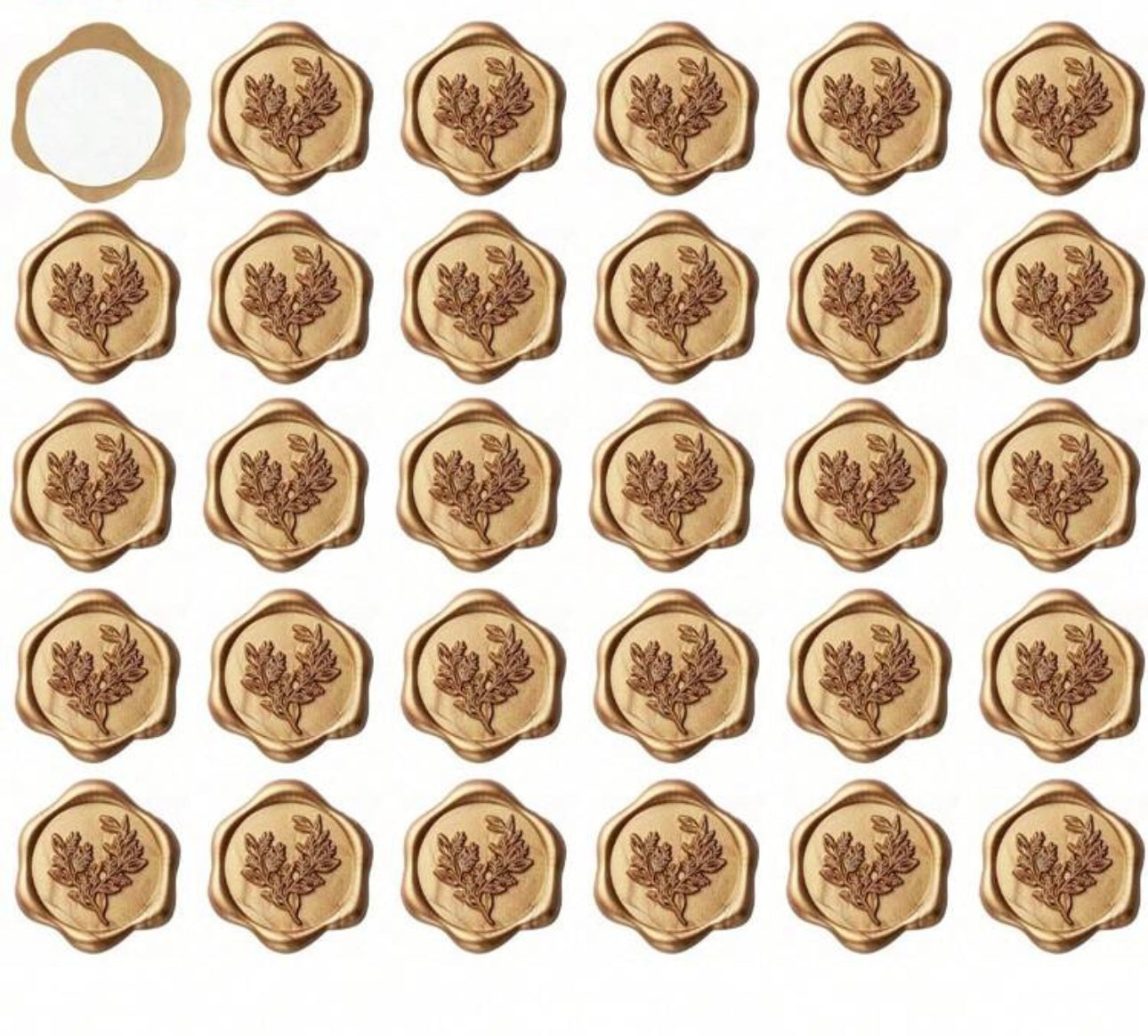 Copper Eucalyptus Flower Ready Made Wax Seals 10pc