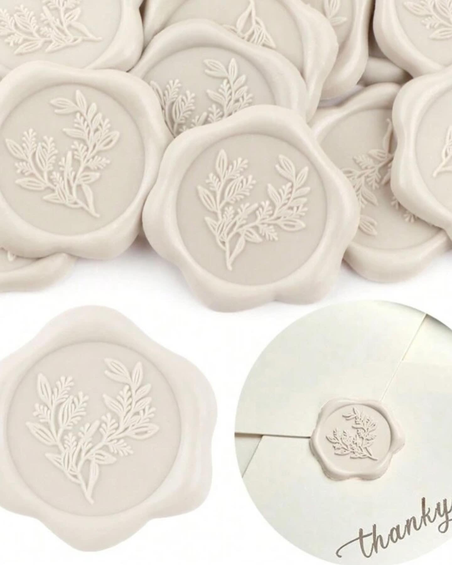 Cream Eucalyptus Flower Ready Made Wax Seals 10pc