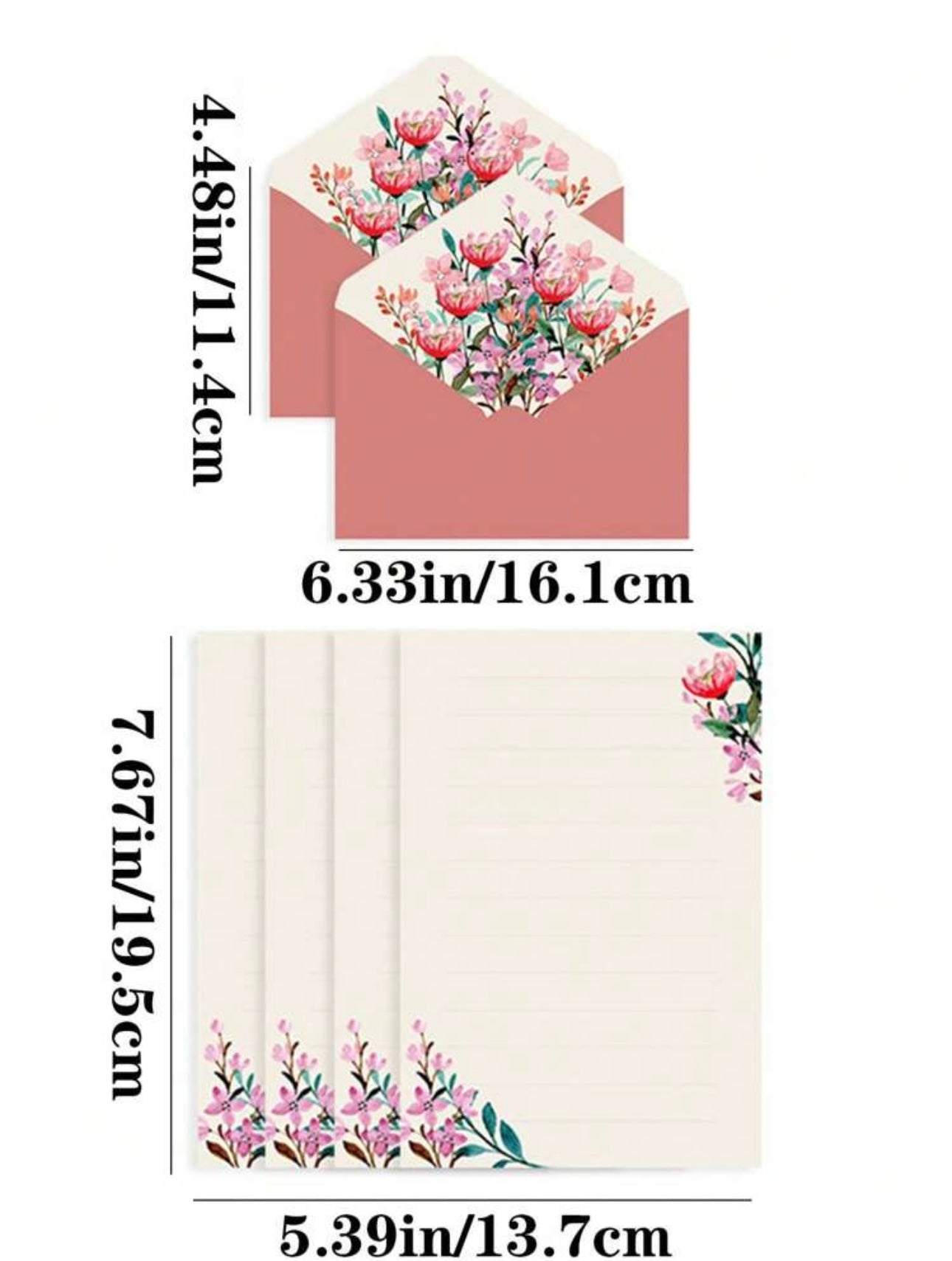 Pink Floral Greeting Cards & Envelopes