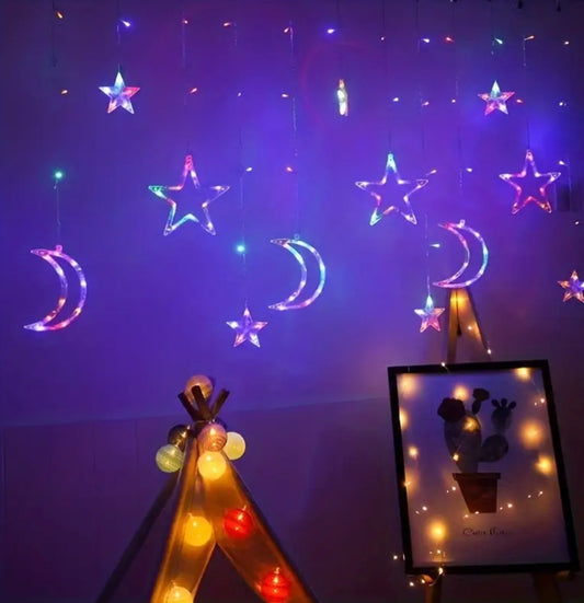 Moon & stars LED fairy lights