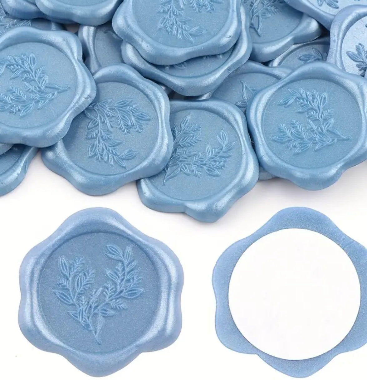 Blue Eucalyptus Flower Ready Made Wax Seals 10pc