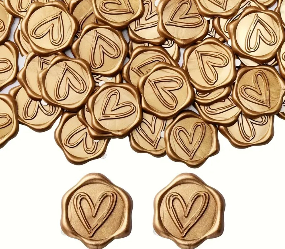 Copper Heart Ready Made Wax Seals 10pc