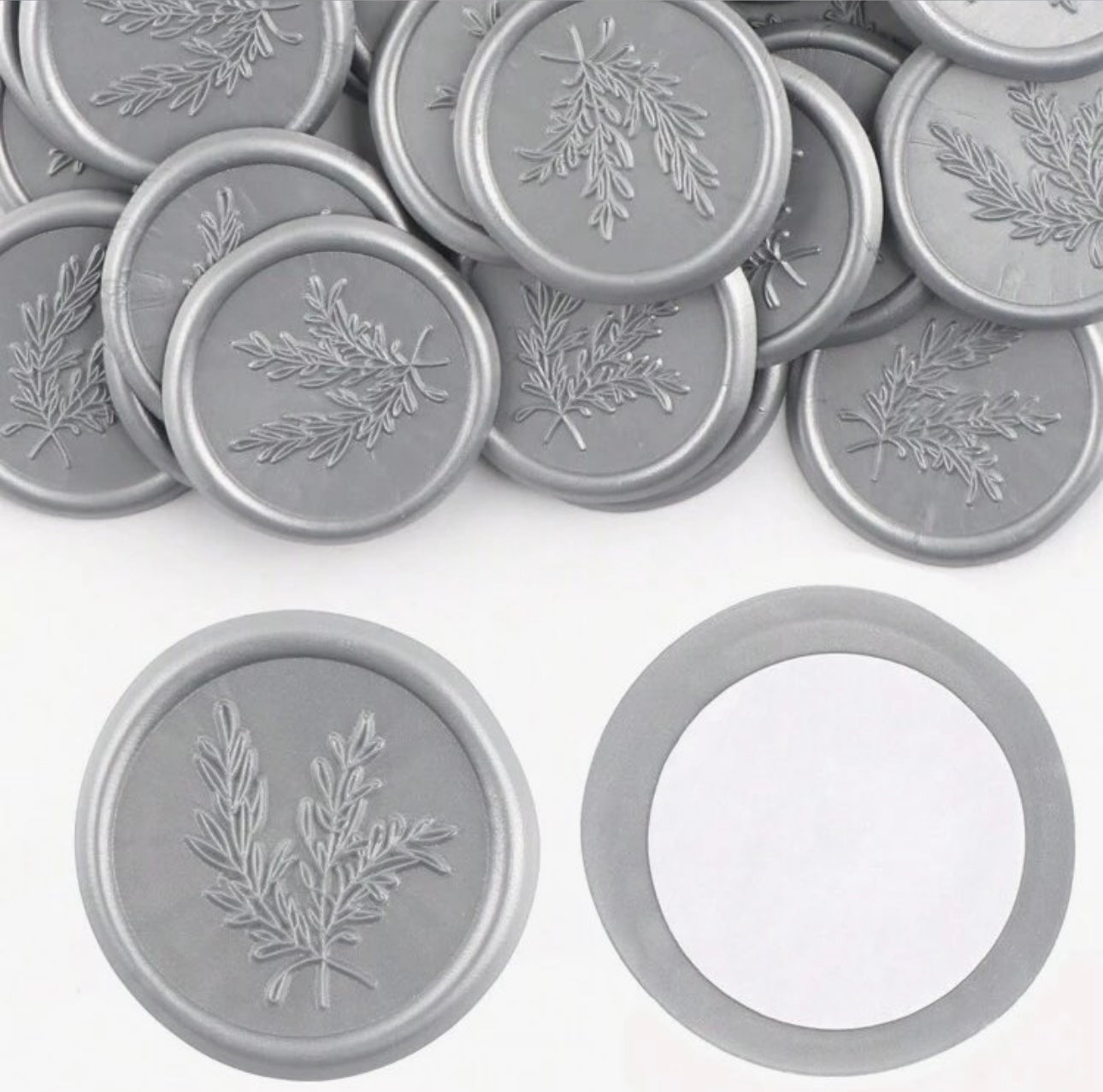 Silver Rosemary Leaves Ready Made Wax Seals(10)