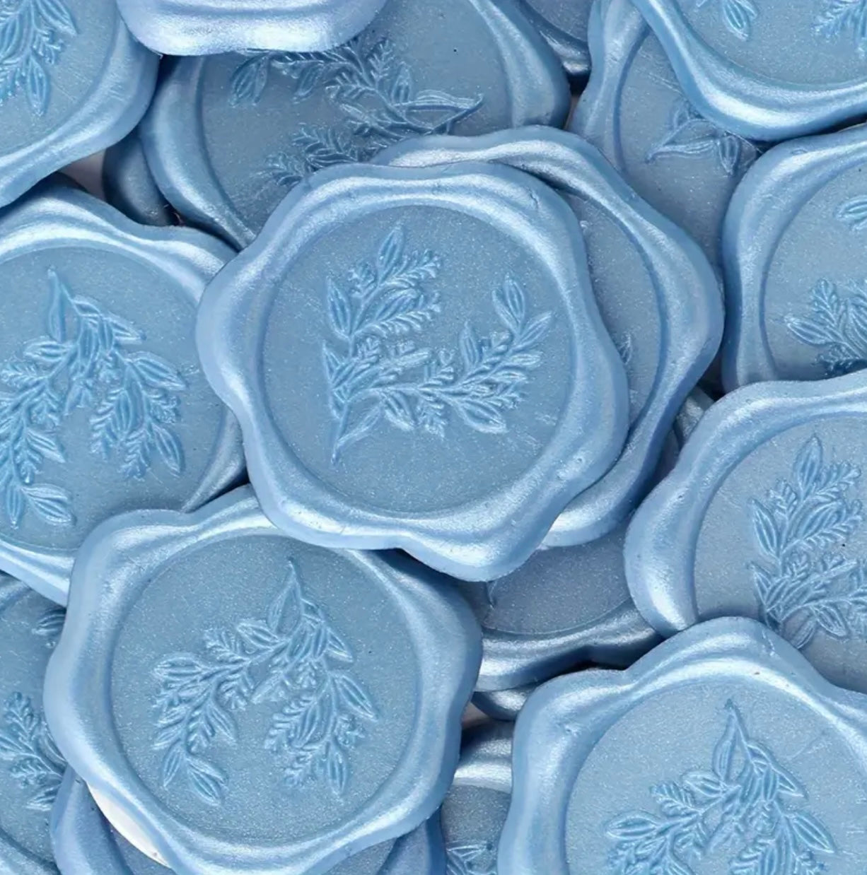 Blue Eucalyptus Flower Ready Made Wax Seals 10pc