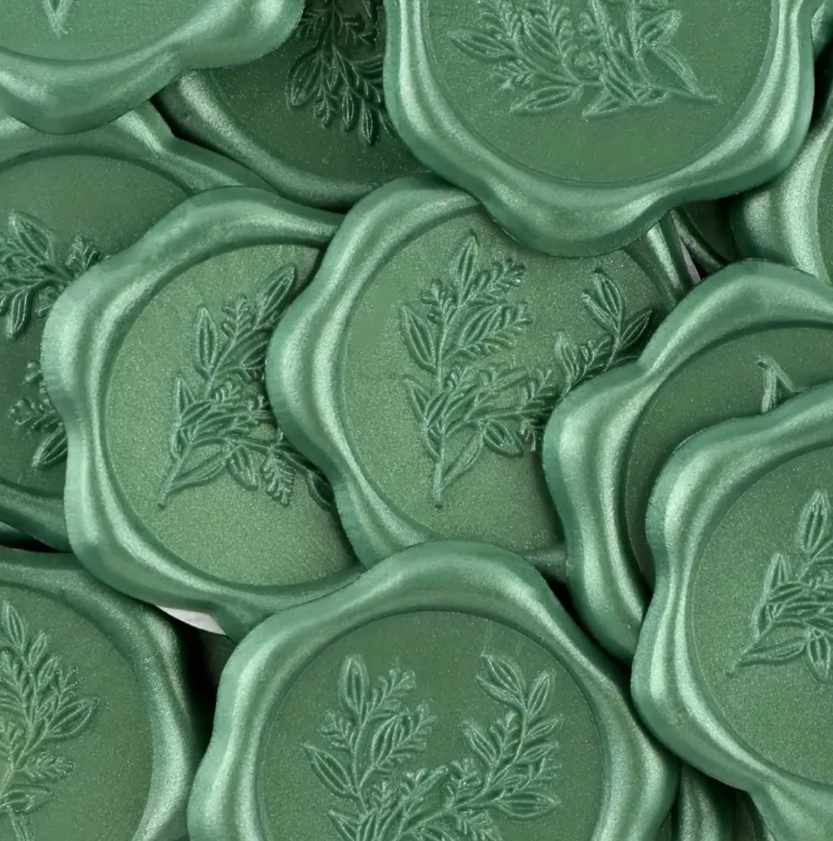 Green Eucalyptus Flower Ready Made Wax Seals 10pc