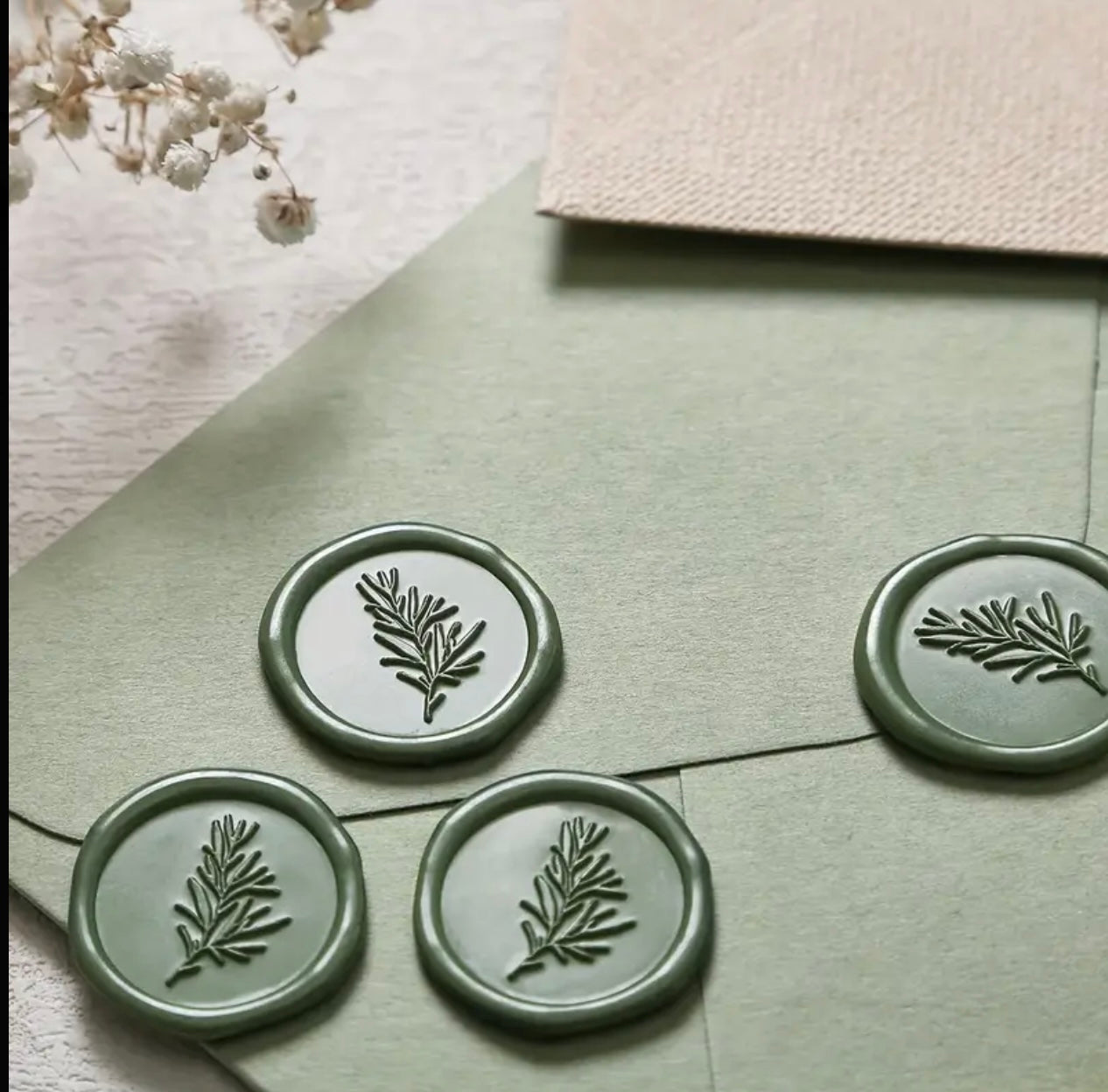 Green Leaf Ready Made Wax Seals 10pc