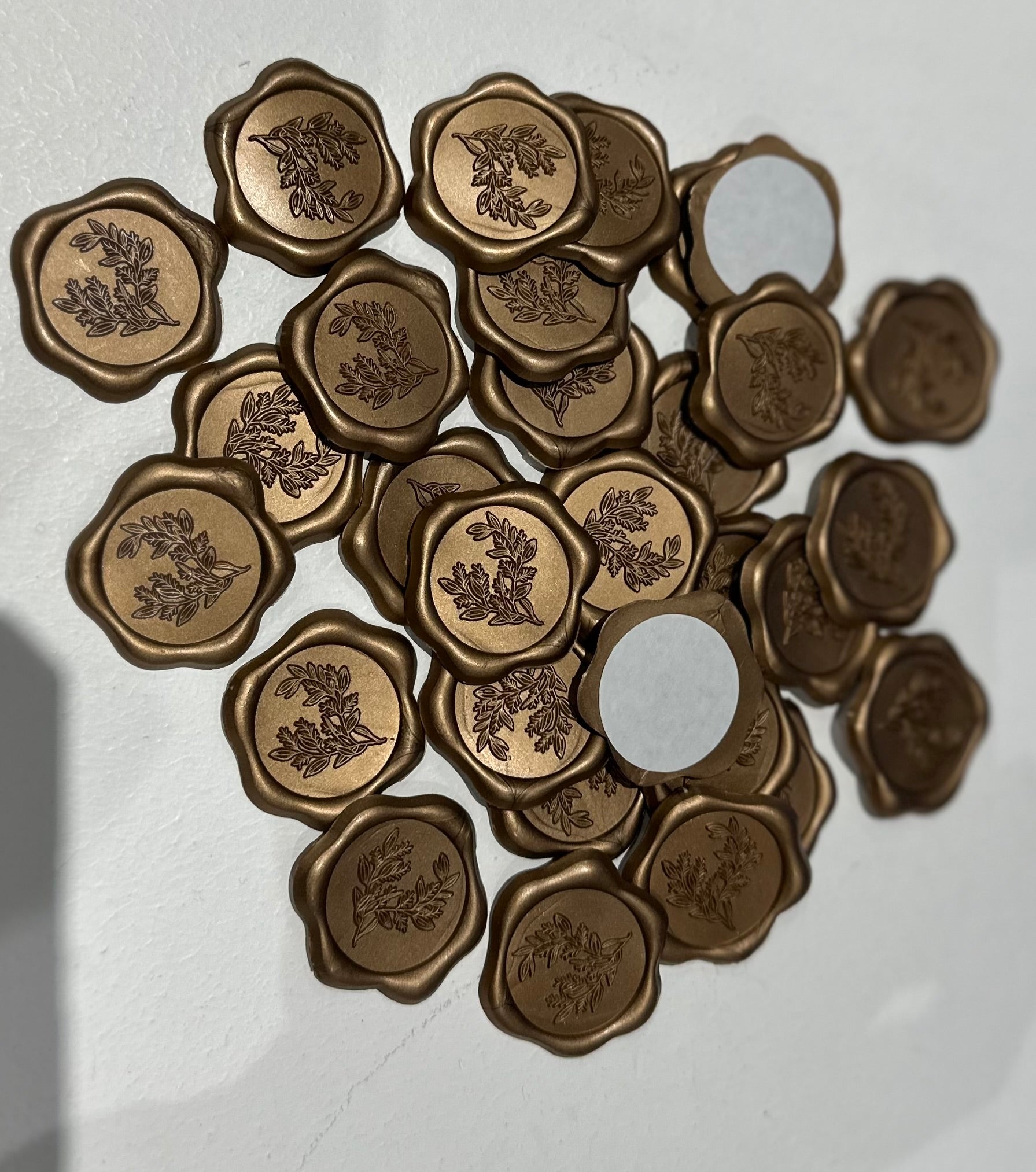 Copper Eucalyptus Flower Ready Made Wax Seals 10pc