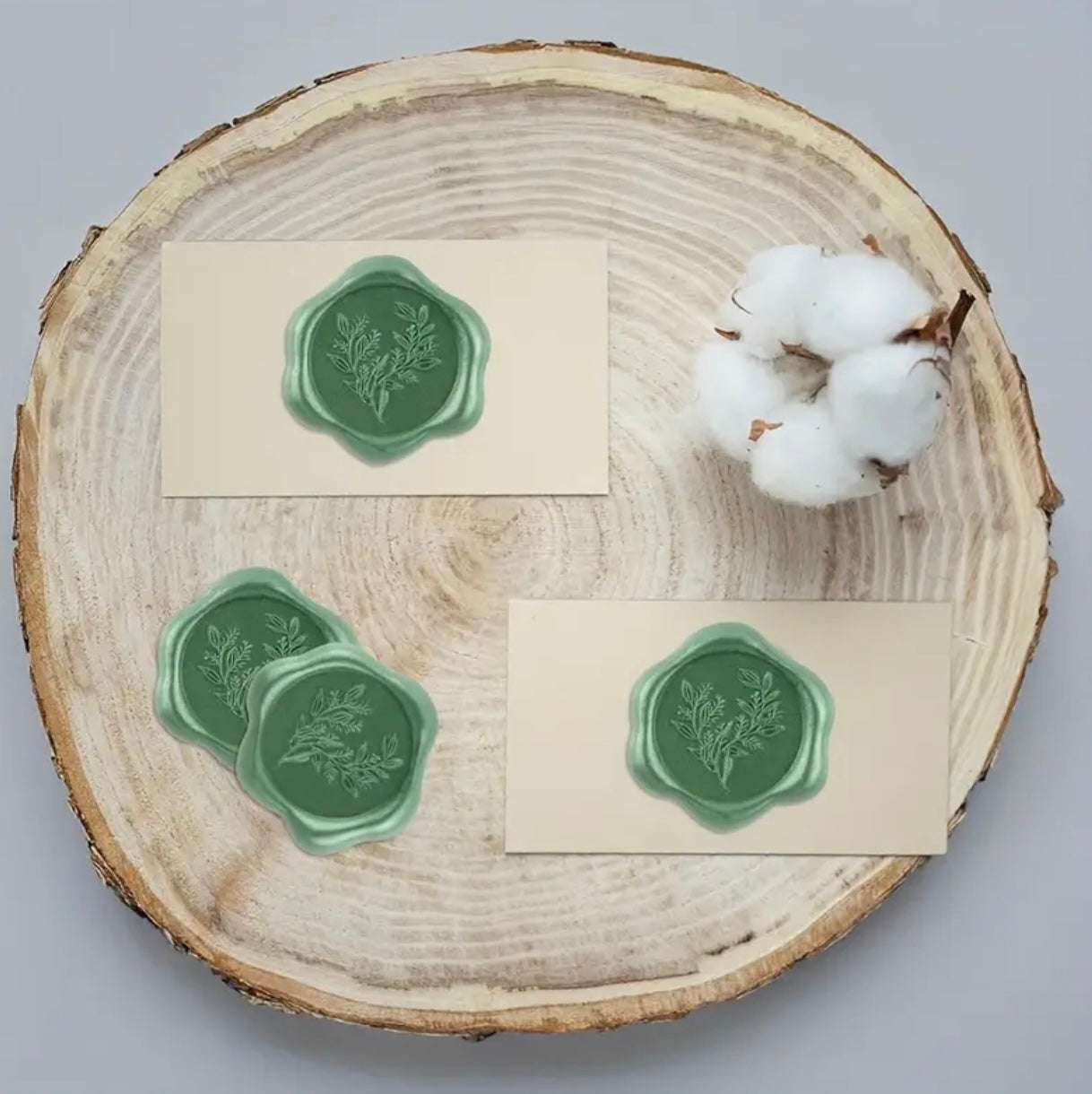 Green Eucalyptus Flower Ready Made Wax Seals 10pc