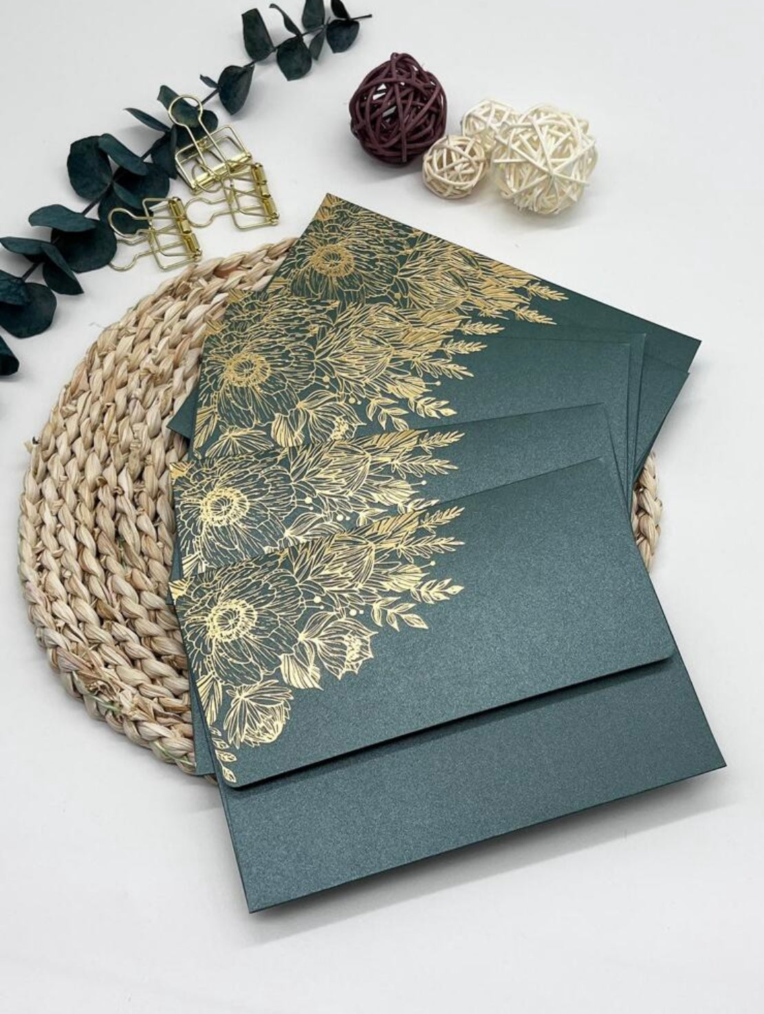 Emerald green Envelope with gold detail(10)