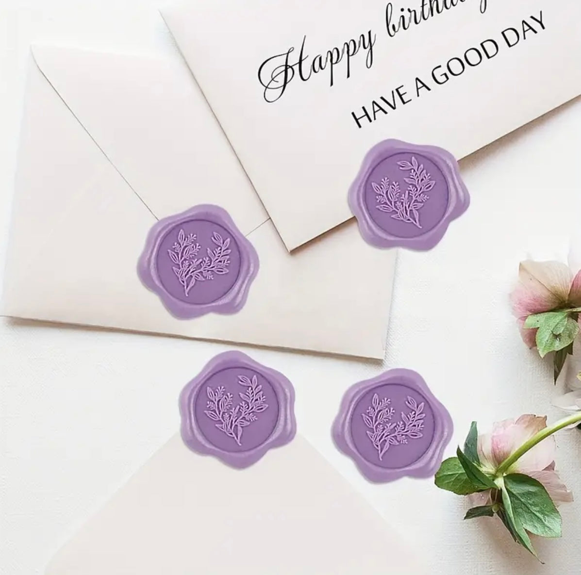 Purple Eucalyptus Flower Ready Made Wax Seals 10pc