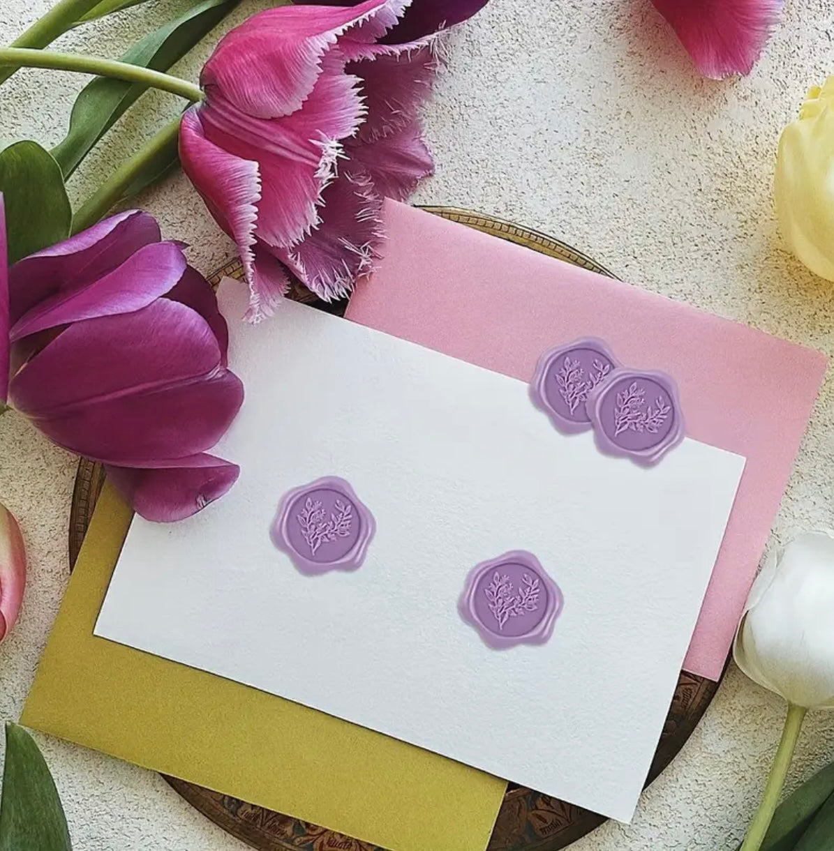 Purple Eucalyptus Flower Ready Made Wax Seals 10pc