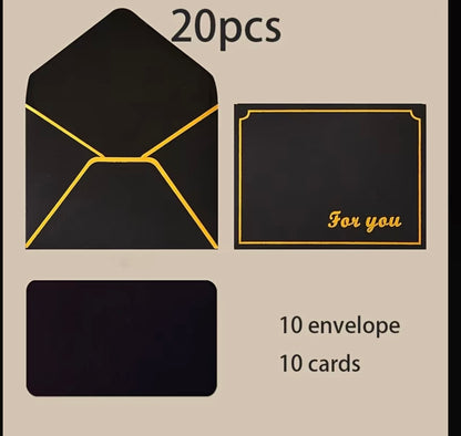 Black envelopes with gold edging (10)
