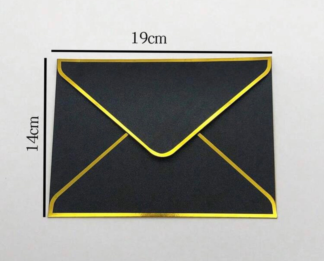 Black Envelopes With Gold Foil Edging (10)