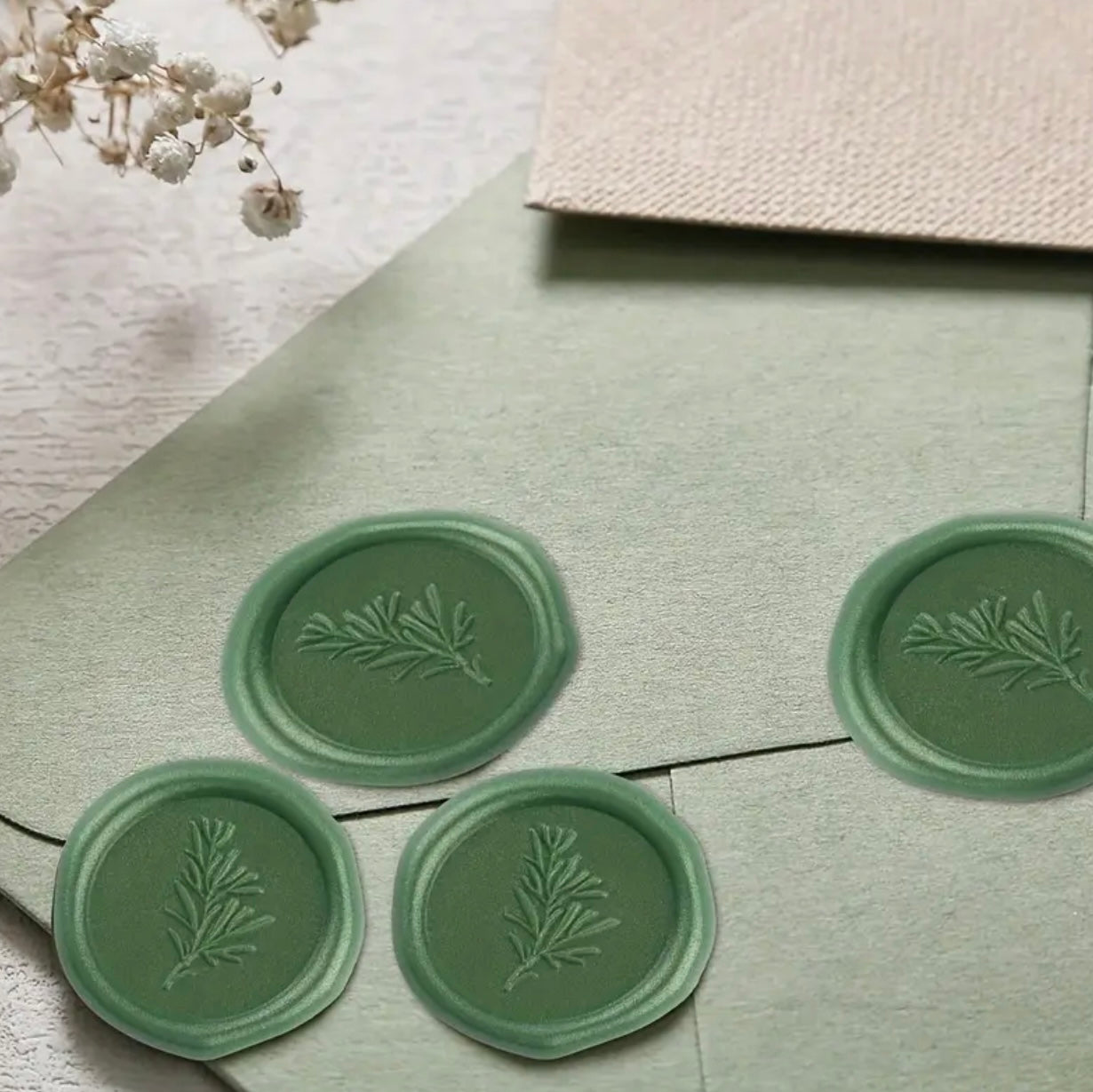 Green Leaf Ready Made Wax Seals 10pc