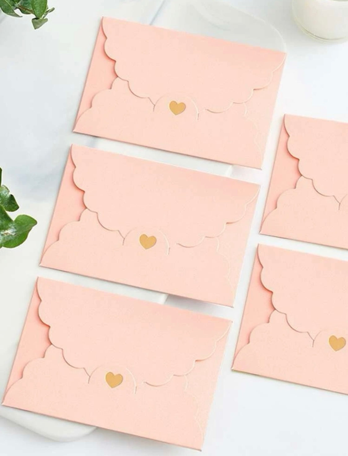 Pink Heart Cutout Envelopes(8)