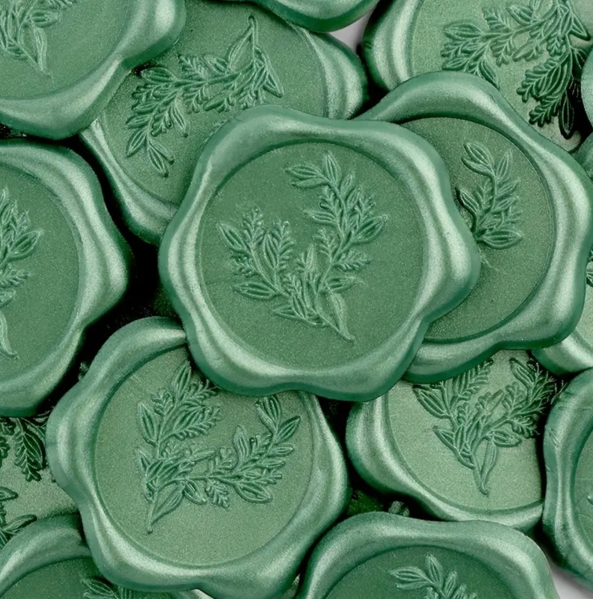 Green Eucalyptus Flower Ready Made Wax Seals 10pc