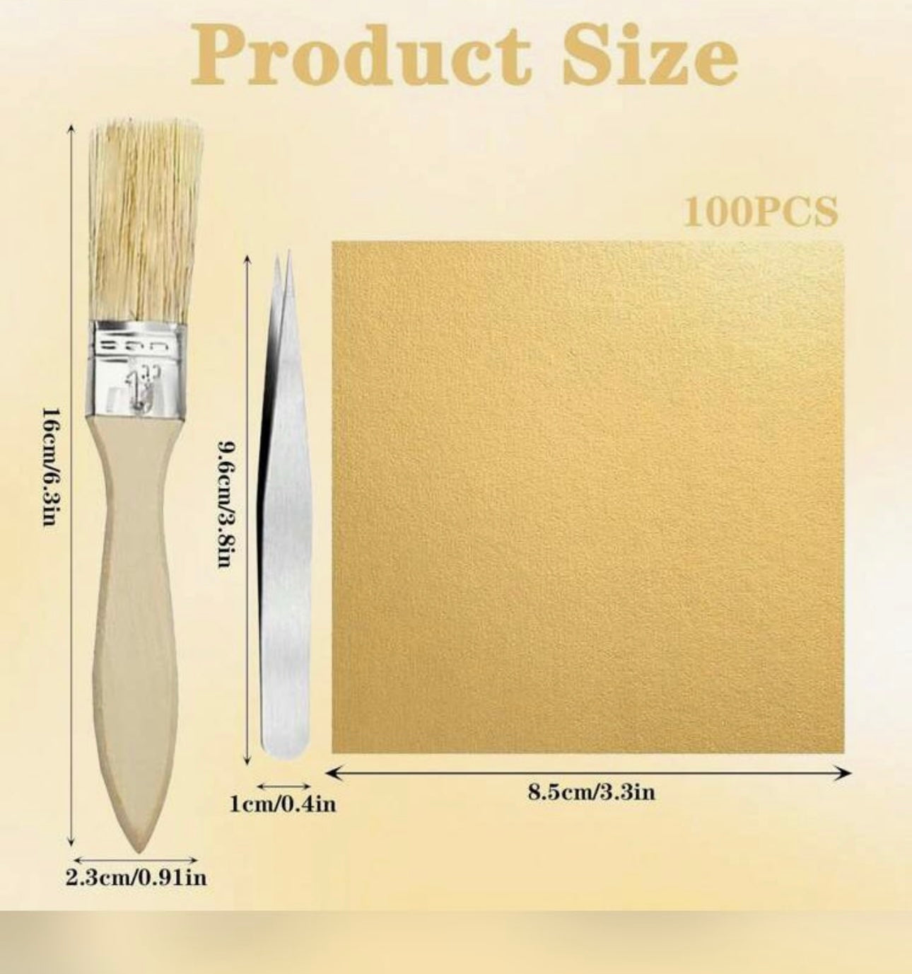 100pc Edible Gold Leaf sheets with brush & tweezer