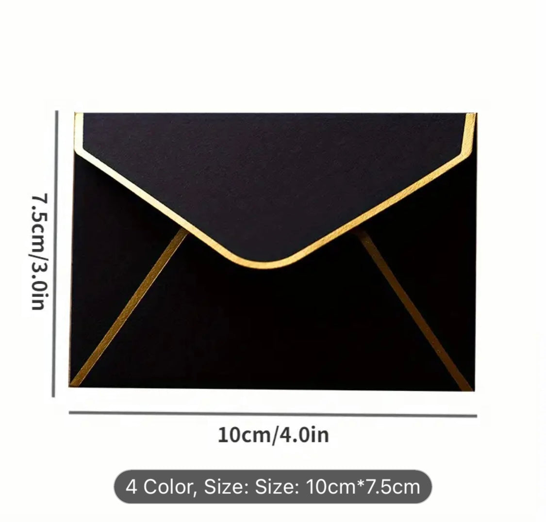 Mini Black Envelopes with Gold Edging & black cards(50)