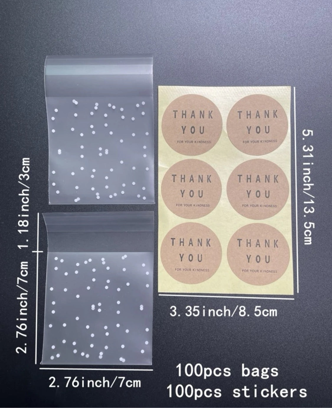 200pc set Thank You Stickers & Dot Plastics