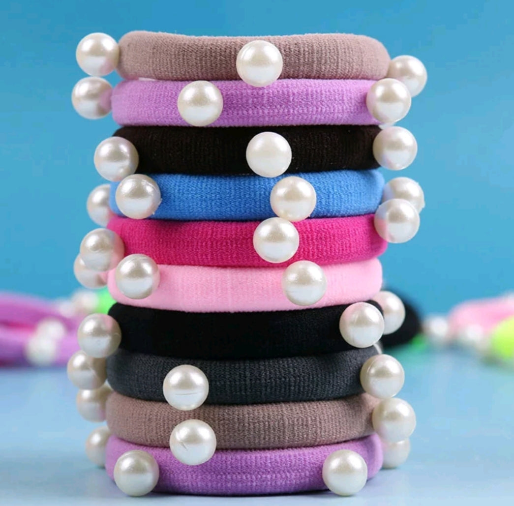 10pc Pearl Hair Ties