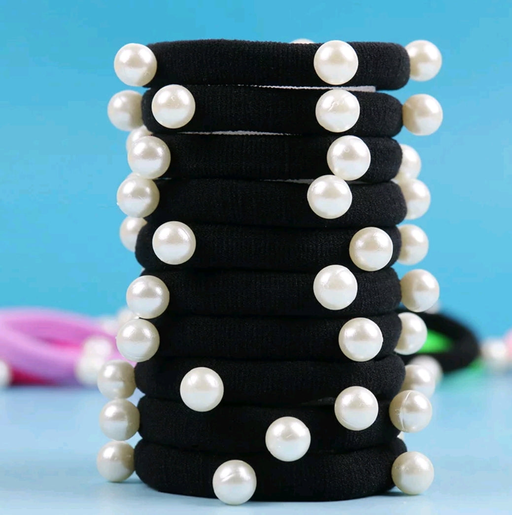 10pc Pearl Hair Ties