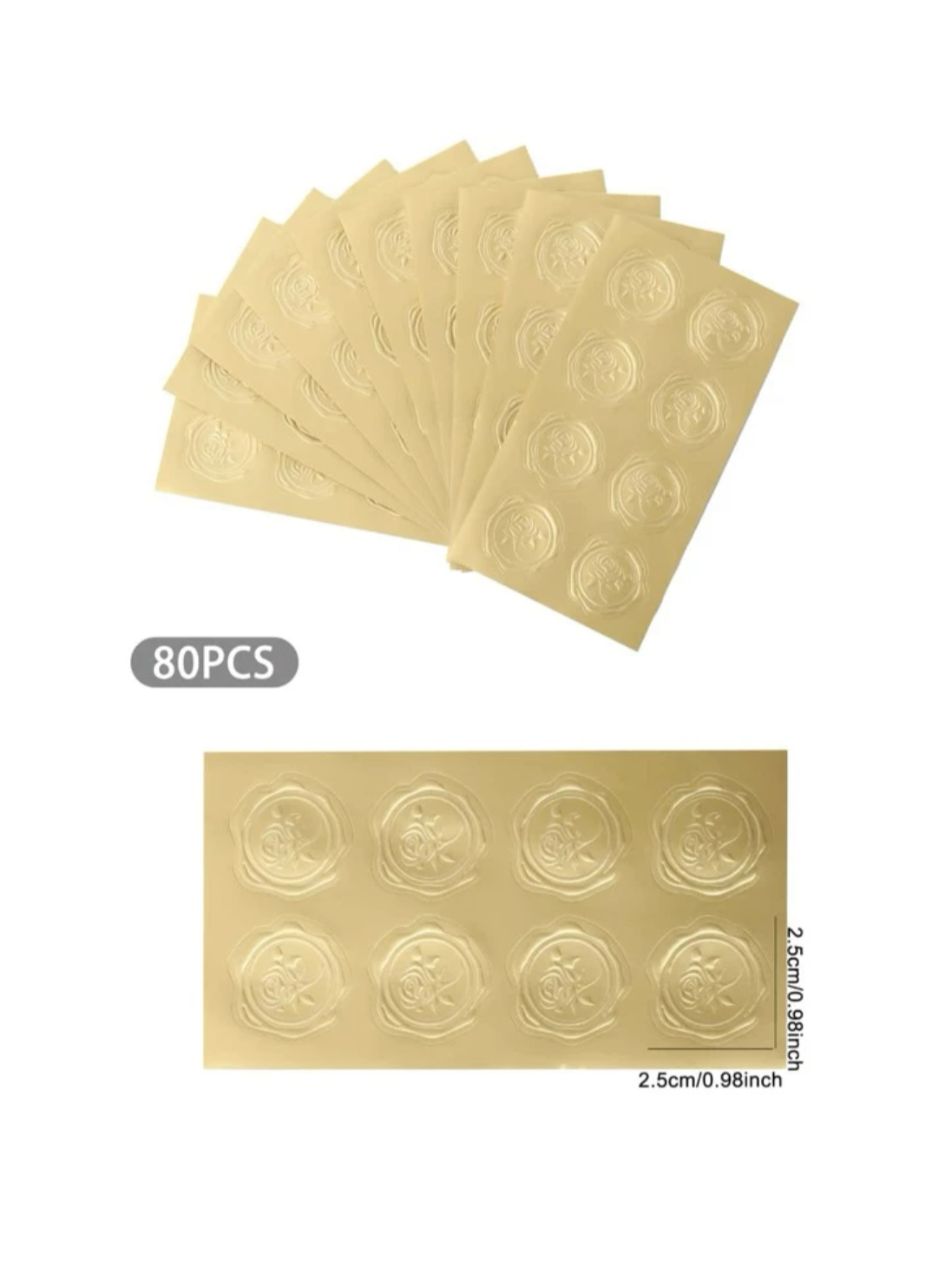 Embossed Rose Wax Seal Stickers