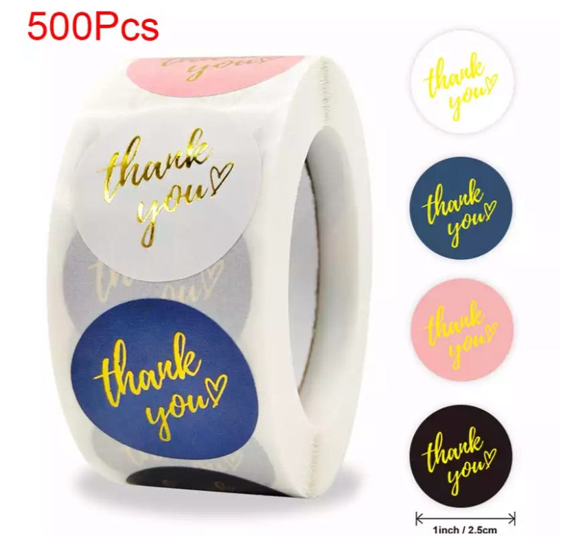 Gold Foil “Thank You”  (500) stickers