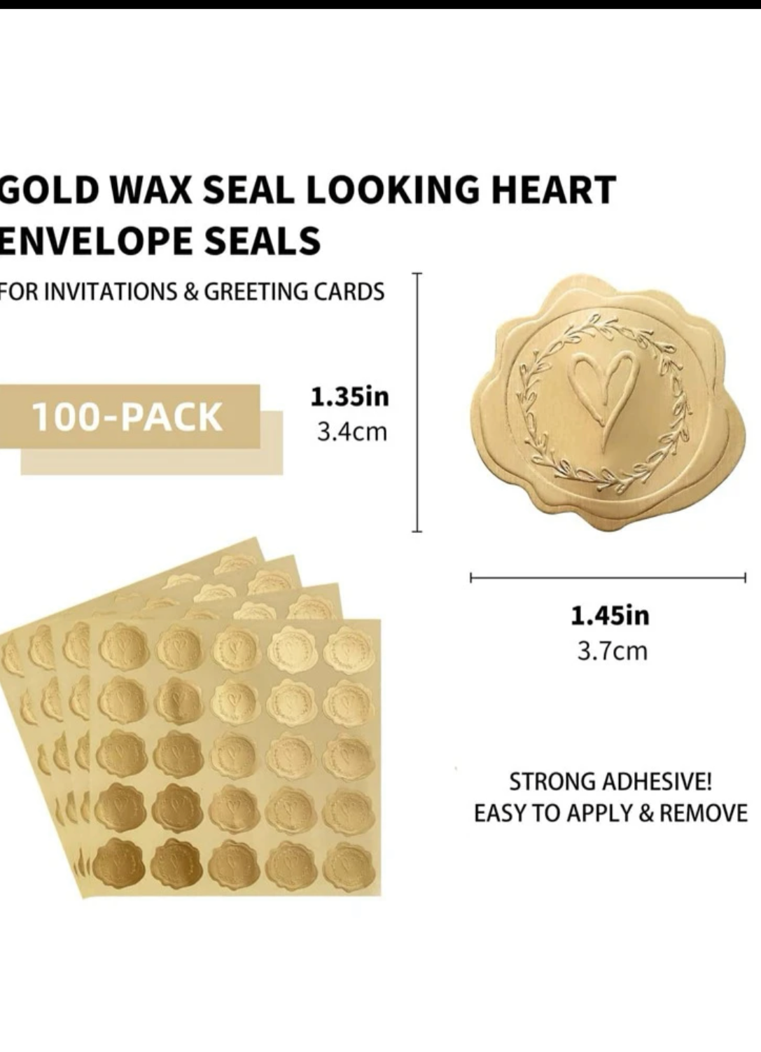 Embossed Heart wax sealstickers