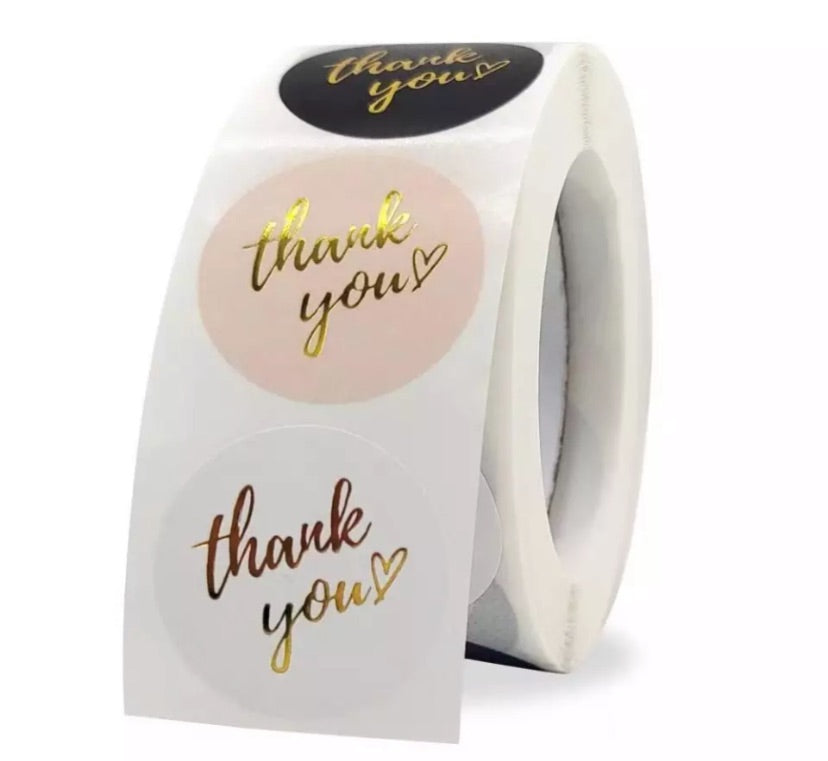 Gold Foil “Thank You”  (500) stickers