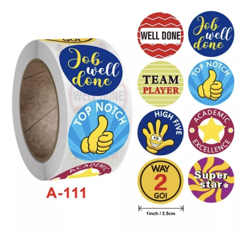 Job Well done, high five etc” (500) stickers A111