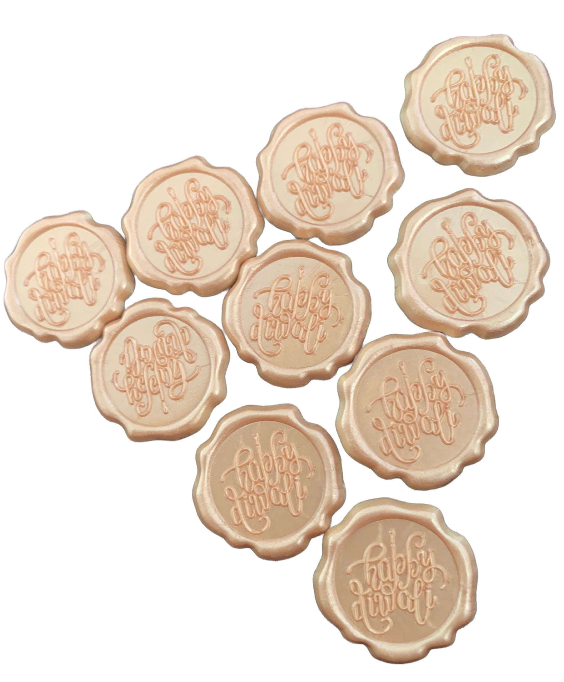 Happy Diwali Yellow Gold Ready Made Wax Seals 10pc